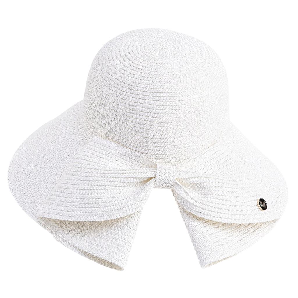Wide Brim Straw Sun Hat with Decorative for Women Foldable Packable Design for Outdoor Use