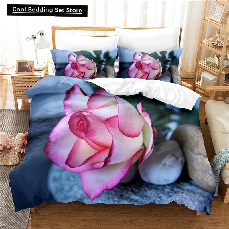 Elegant Flowers Bedding Set Duvet Cover Set 3d Bedding Digital Printing Queen Size Polyester Bedding Set Fashion Design Colorful