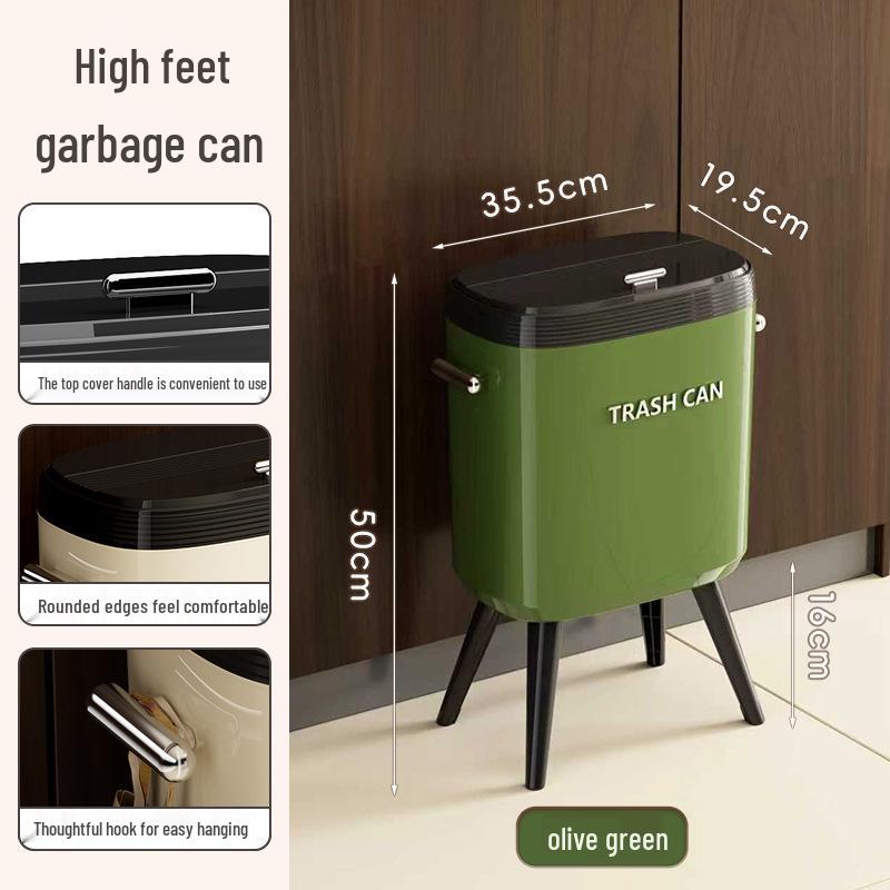 2026 High-Rise Kitchen Trash Can with Wheels and Lid - Large Capacity, No-Bend Design for Home Use Standard