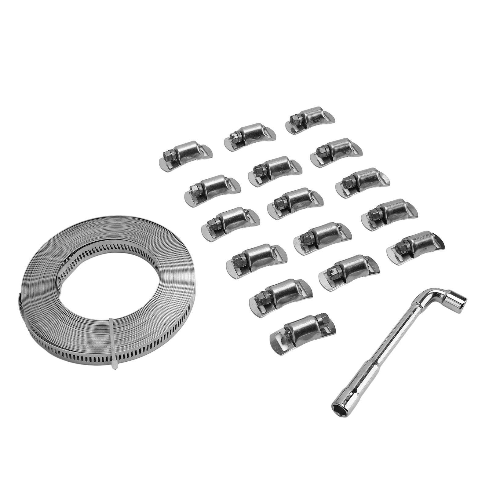 

18PCS Hose Clamp Assortment Kit 304 Stainless Steel 10m Metal Strap 8 Stronger Fasteners for Pipe