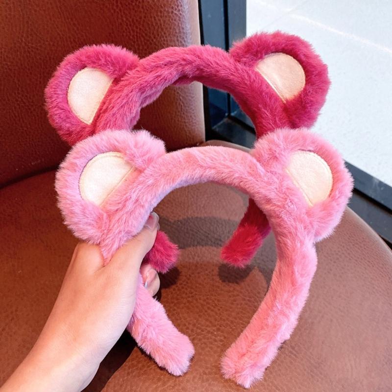 Plush Bear Ears Hairband Cartoon Birthday Headwear Soft Comfortable Headbands for Everyday and Parties