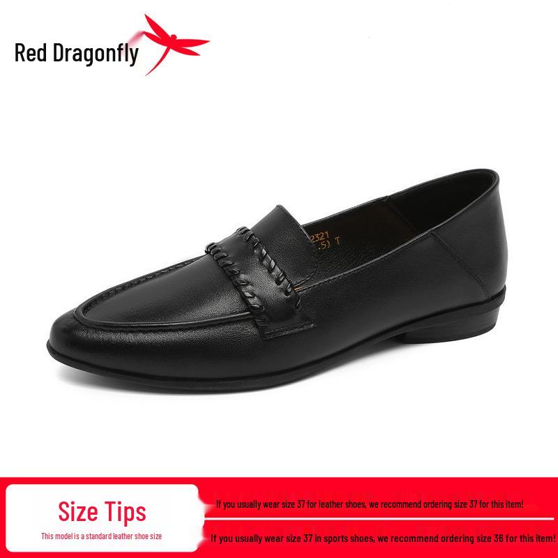 Red Dragonfly Women s Pointed Toe Slip-On Leather Flats 40 чёрный