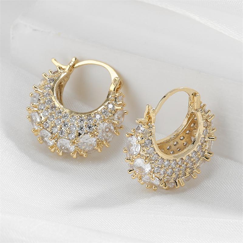 ZAKOL Sparkling Micropaved Zirconia Hoop Earrings Fashion Gold Color U-shaped Earring Party Zircon