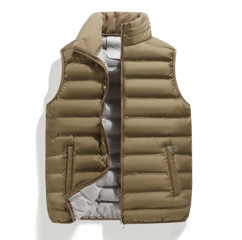 Men's Cotton Vest Can Store Light and Thin Stand-up Collar Jacket, Two-color Loose Vest Inside and Out