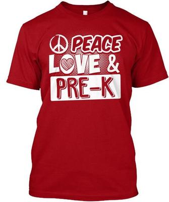 Frieden Liebe Vorschule und T-Shirt Hergestellt in den USA Größe S bis 5XL