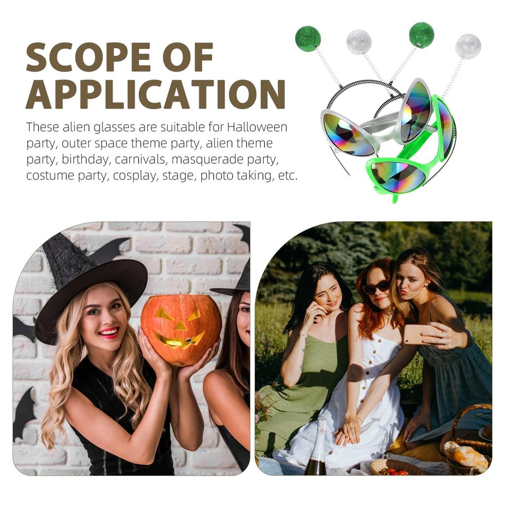 Gadpiparty Alien Cosplay Headbands, Funny Party Photo Props, Cosplay Accessories, 4-Piece Set, 26x19cm (IM125525M8)
