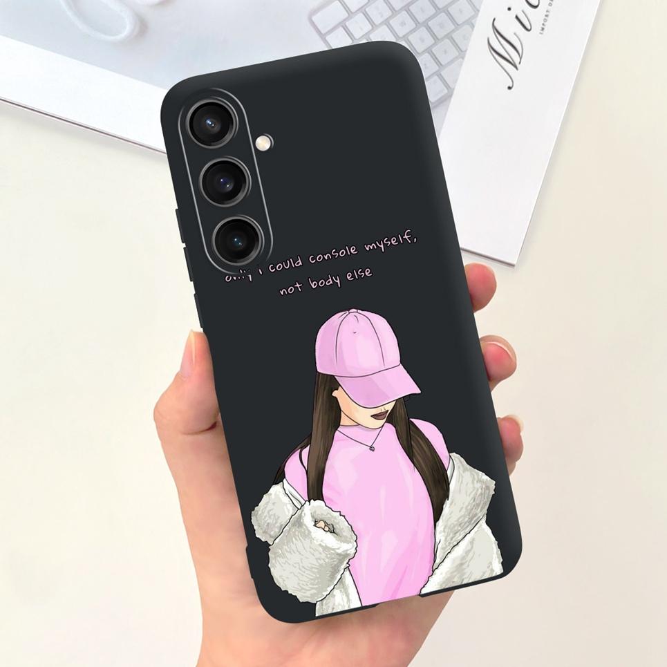 For Funda Cover Samsung A35 5G Case SM-A356E Couple Love Heart Flower Cat Painting Back Shell For Samsung Galaxy A35 5G Etui