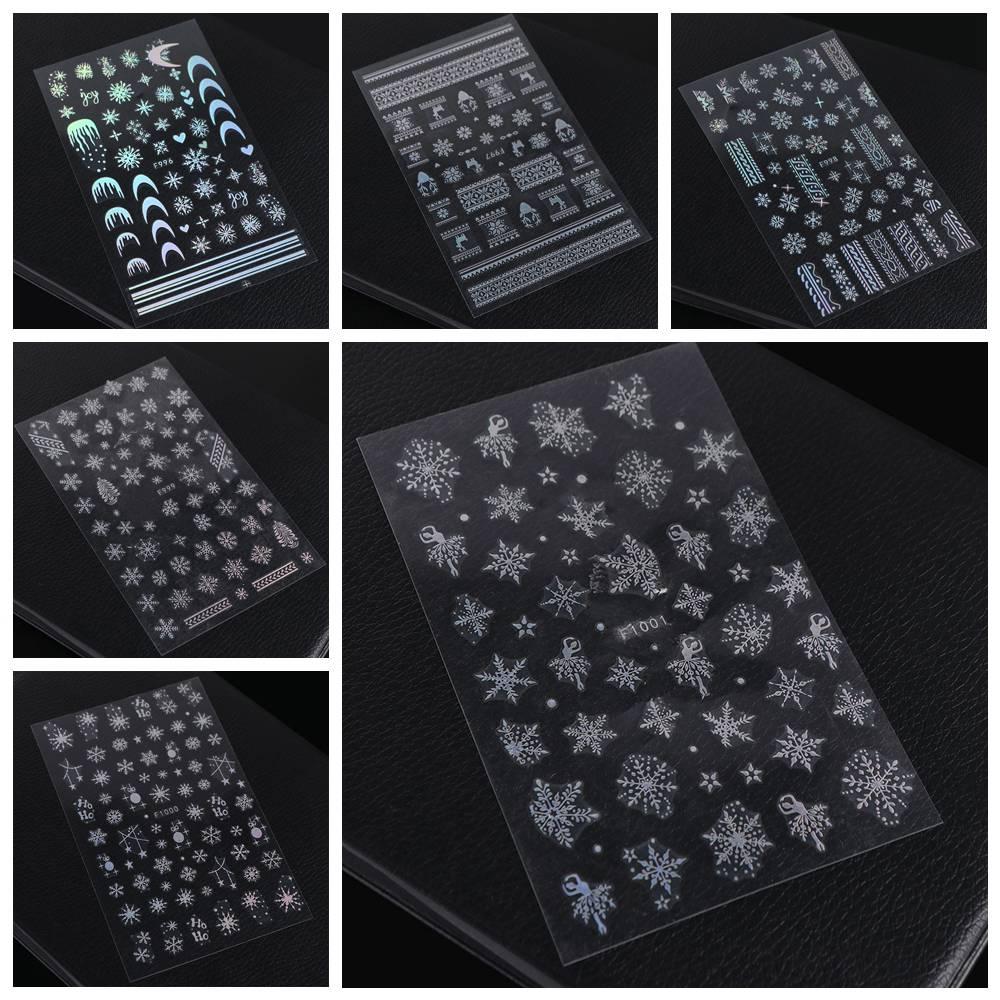 Laser Snowflake Christmas Laser Nail Stickers French Lines Christmas Nail Decorations  Girls
