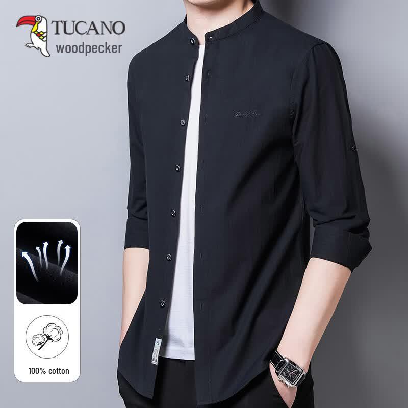 

Tucano Men s 100% Cotton Wrinkle-Free Long Sleeve Square Collar Shirt L