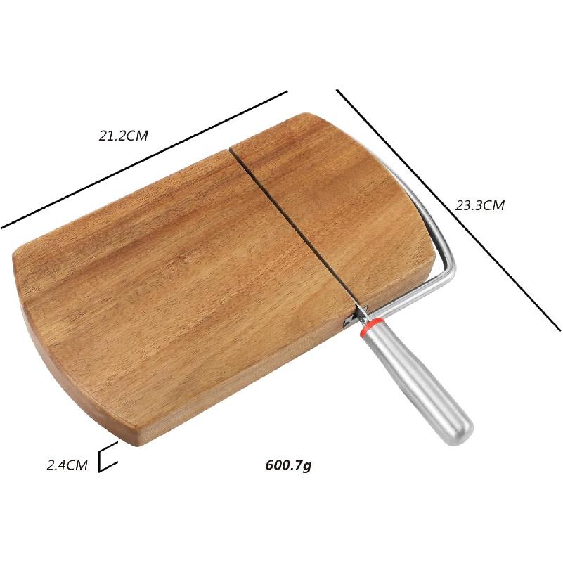 Multipurpose Cheese Slicer Cutter, Acacia Wood Cheese Slicers Board with Blade for Block Cheese, Effortless Slicing, Guillotine Sausage Ham Biltong