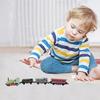 1 Set Vintage Steam Train Toy with Locomotive 3 Carriages Pull Back Realistic Mini Kids Retro Die-cast Train Model Ornament Boys Girls Birthday Gift