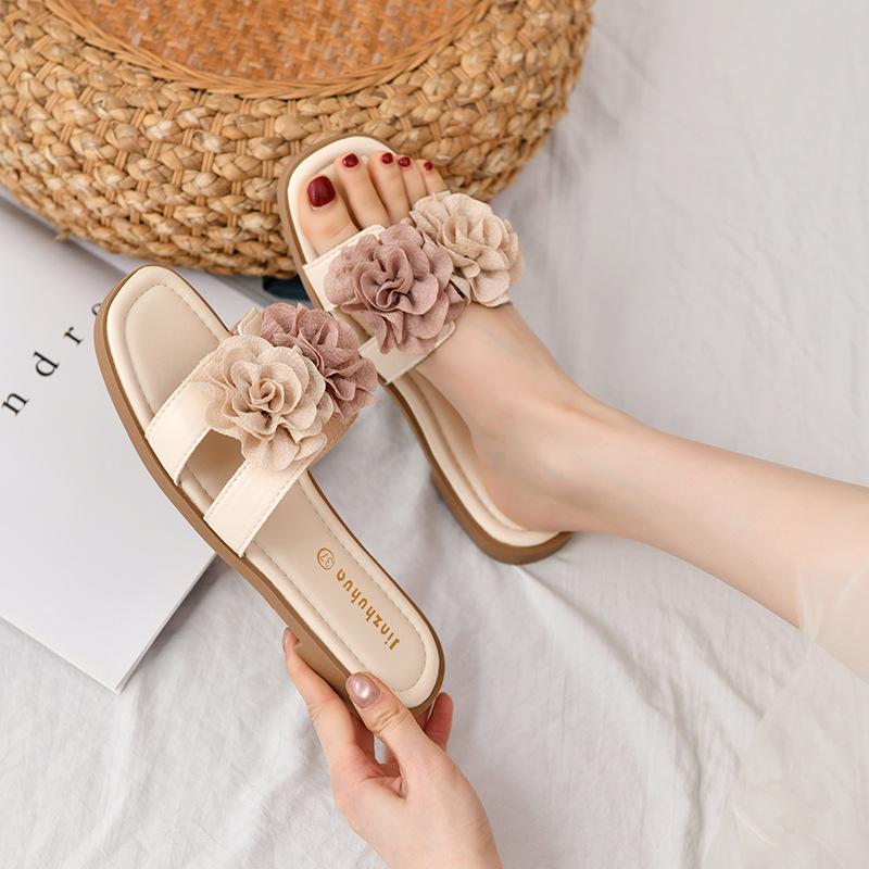 Hausschuhe Damen Sommerbekleidung 2025 neu Feenwind Blume flache Sohle Hausschuhe rutschfest weiche Sohle lässig Einwort