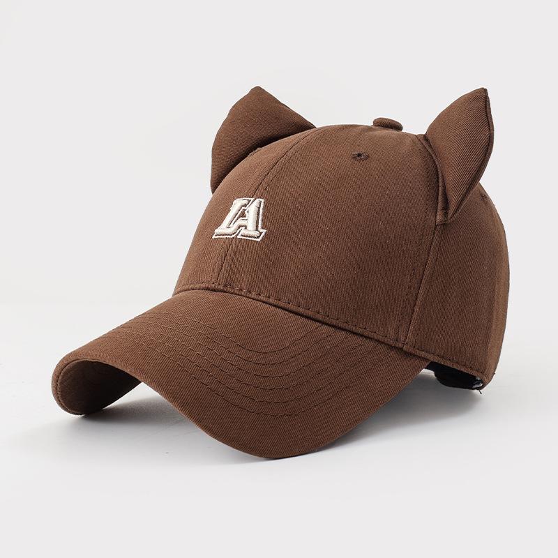 Premium Letter Embroidered Baseball Cap High Quality Cotton Cute Cat Ear Hat Women's Shade Sun Protection Hat