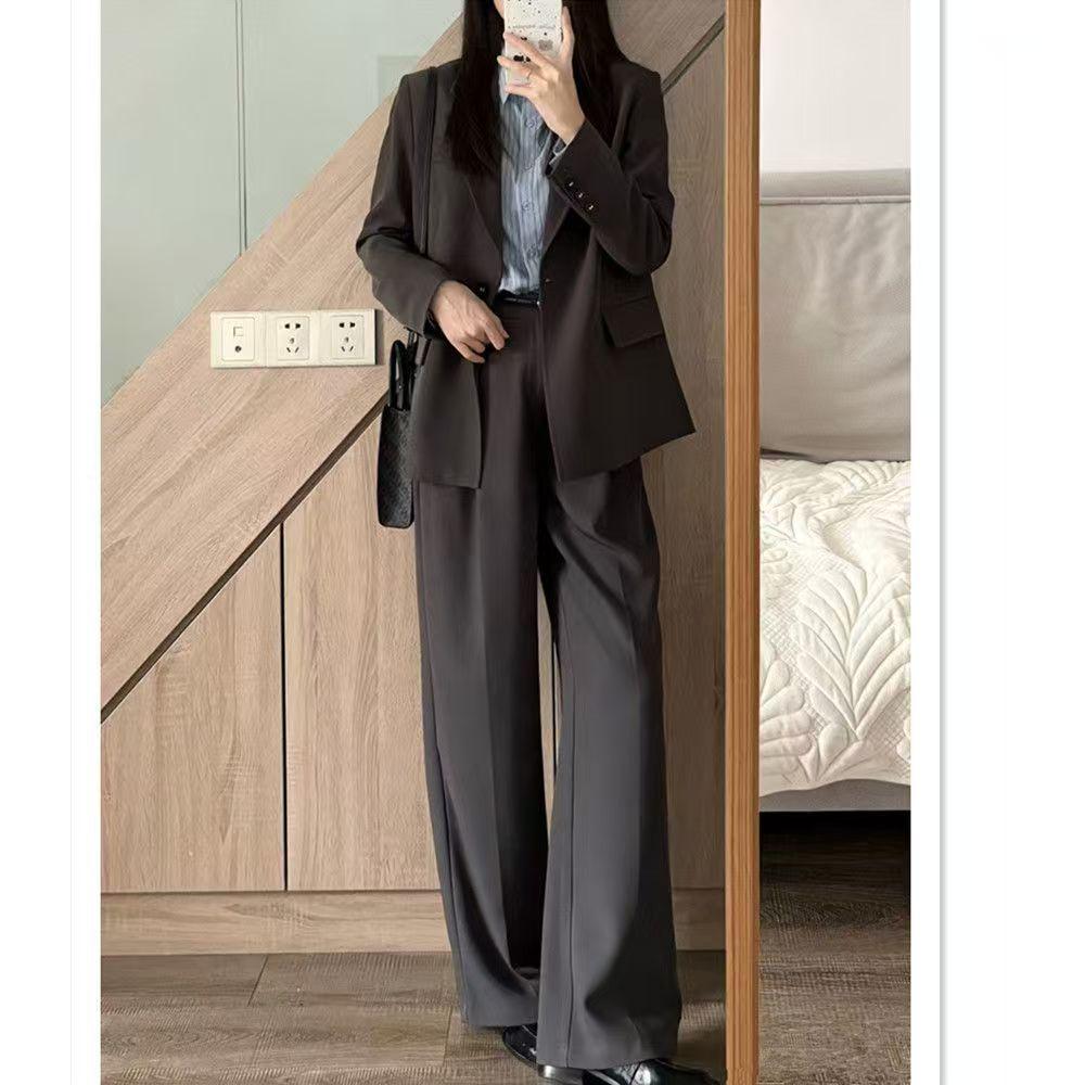Women's 2024 Spring/Autumn Professional Black Suit: Loose Fit for College Interviews
