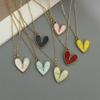 Trendy Colorful Love Heart Necklace for Girl Women Golden Color Link Chain Pendant Short Necklace White Pink Black Color Collar