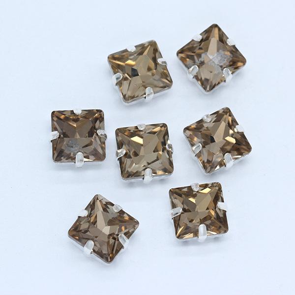 Strassuri Pătrate din Sticlă de Cristal cu Gheare Argintii, Artizanat Cusut pe Piatră, Accesorii Vestimentare, Rochie de Mireasă, Pantofi, Geantă, Garnitură DIY