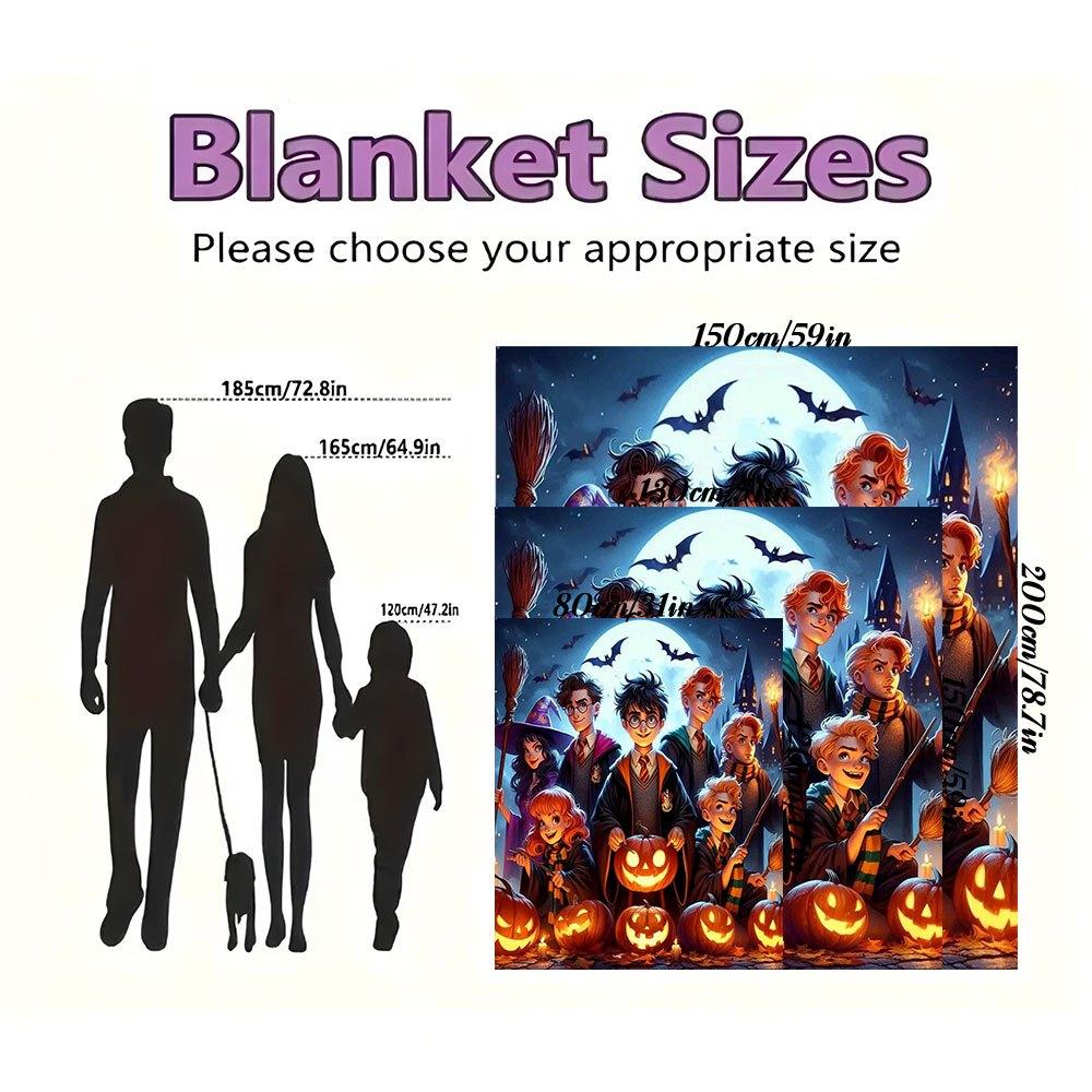 Halloween Wizard Party Decorations: Pumpkin Lanterns & Broomsticks SetBlanket Flannel for Sofa, Bed, Travel, Camping, Office, Couch, Chair