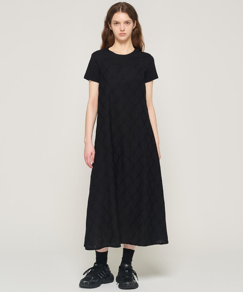 Cargo Bros For Woman Lace Layered Long Dress (Black)