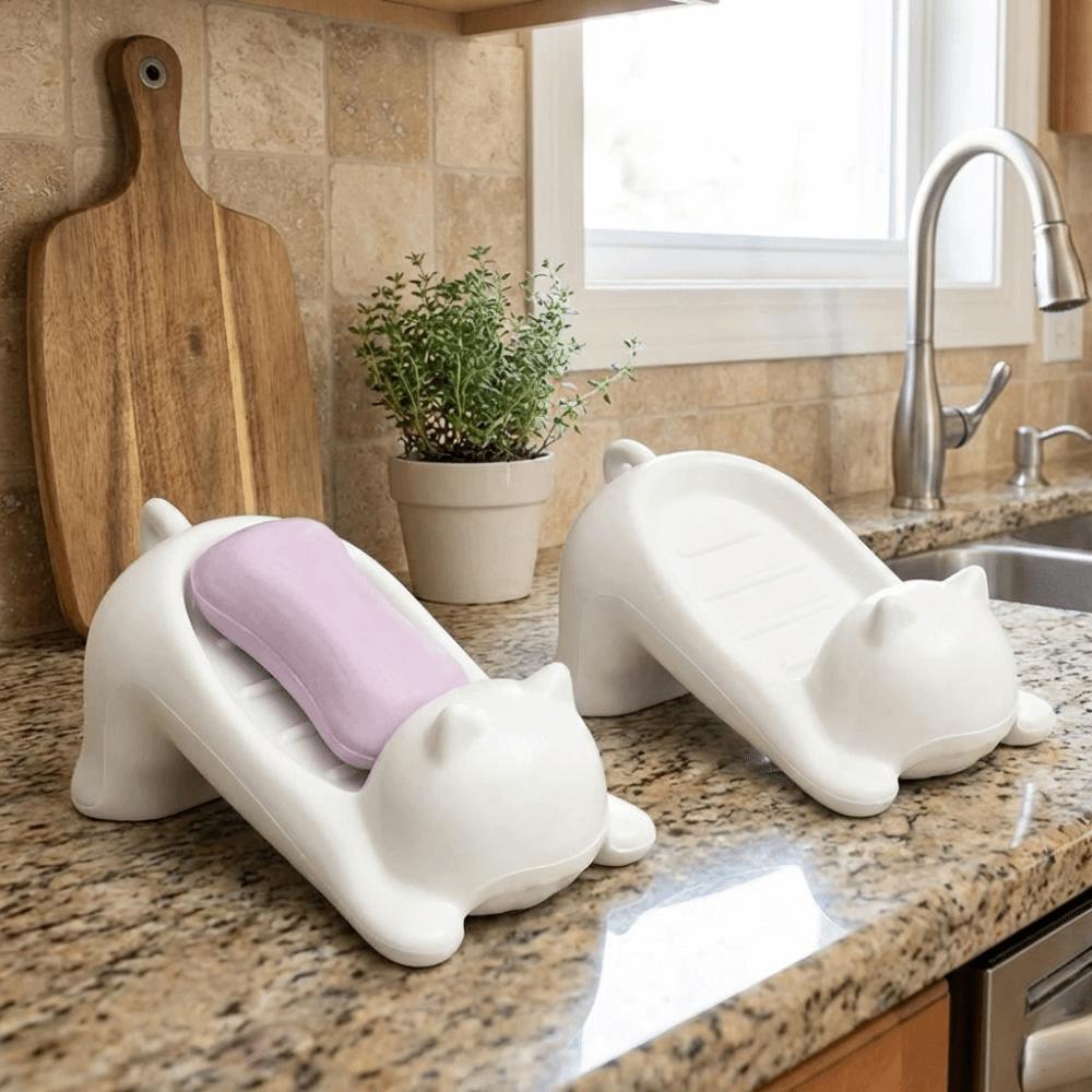 Self Draining Plastic Soap Dish Creative Bathroom Soap Holder Soap Drain Plate  Household