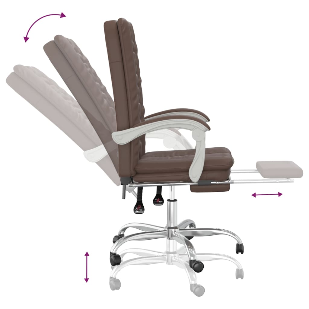 Vidaxl Foldable Office Chair, Brown, Faux Leather