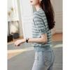 Demanar Women's Striped Short-Sleeve Knit Top