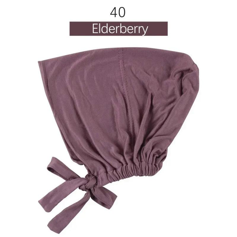 Solid Color Elastic Tie-Back Modal Undercap Hijab Scarf Adjustable Kufi Cap