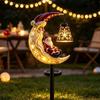 Holiday Landscape Light Santa Moon Garden Stake Light, Solar Powered Claus Lamp Festive Resin Lights with Stake, Decorative for Outdoor Yard