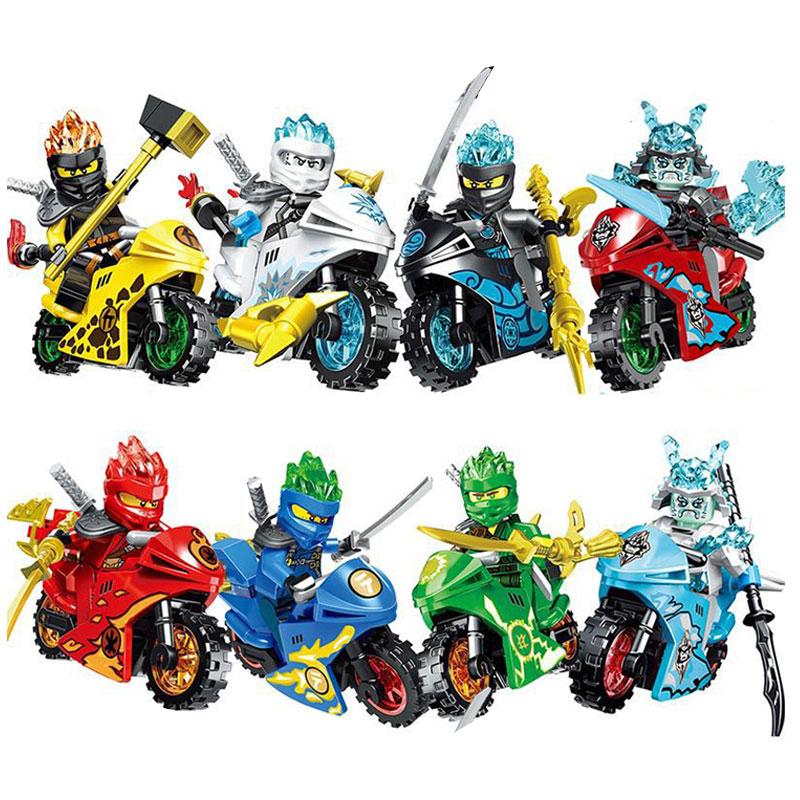 

Ninjas Mirage 8pcs Cool Motorcycles Minifigures Model Building Blocks Kids Toy