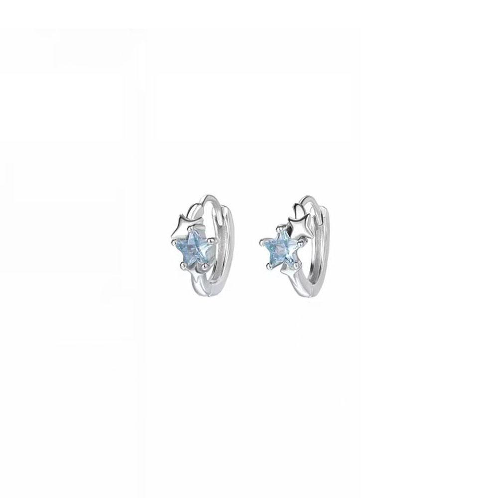 Light Minimalist Blue Star Hoop Earrings For Women Party Exquisite Light Jewelry