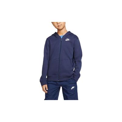Nike Sportswear Club Logo Embroidered Hooded Loose Fit Jacket Kids Jackets Navy-Blue BV3699-410