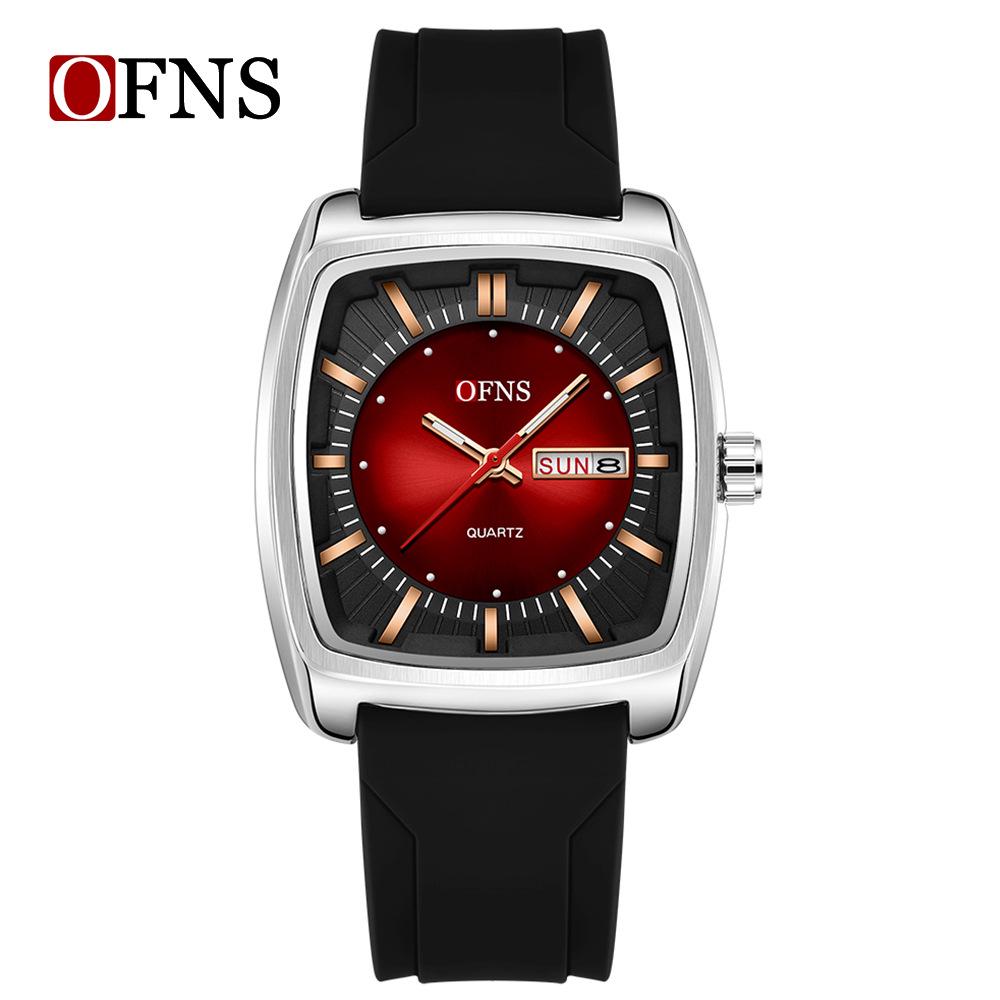 OFNS Men's Trendy Quartz Wristwatch: Steel Band, 3D Scale, Business Casual, Waterproof, Luminous.
