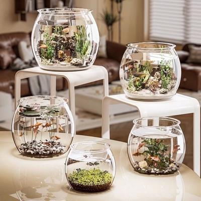 Ultra Clear Round Fish Bowl Goldfish Bowl Plastic Fish Viewing Tank Decorative Household Desktop Small Aquarium