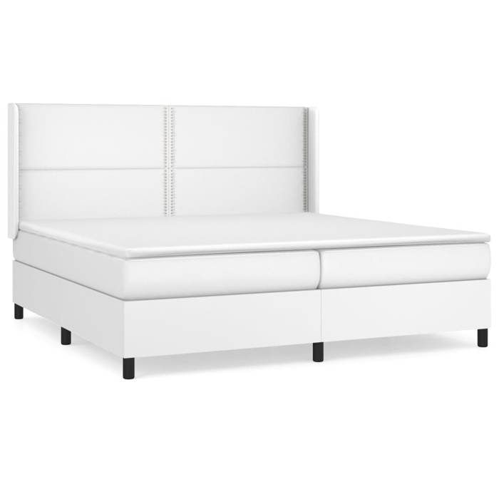 Maison Exclusive - Sommier à lattes de lit avec matelas Blanc 200x200cm Similicuir