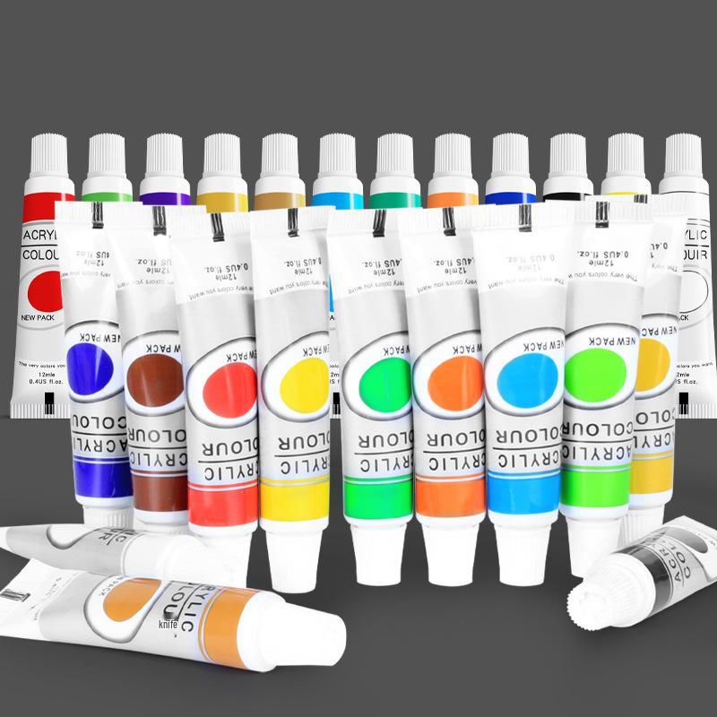 Tubes de peinture acrylique 12 couleurs: 12 ml pour le bricolage des enfants et la peinture murale à la main