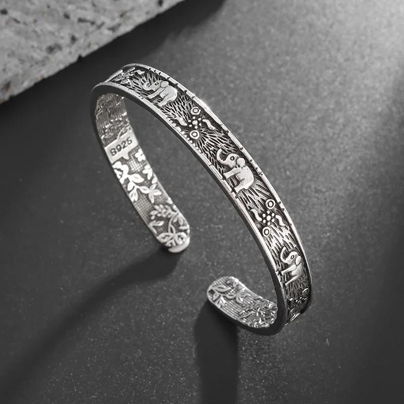 Fashionable Wings Feather Adjustable Cuff Bracelet for Men Trendy Open Design Lucky Jewelry Gift