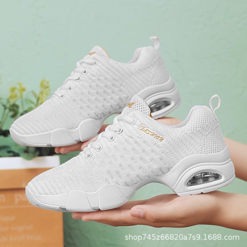 Women's Dance Shoes White Sports Dance Shoes Soft Soled Mesh Jazz Shoes
