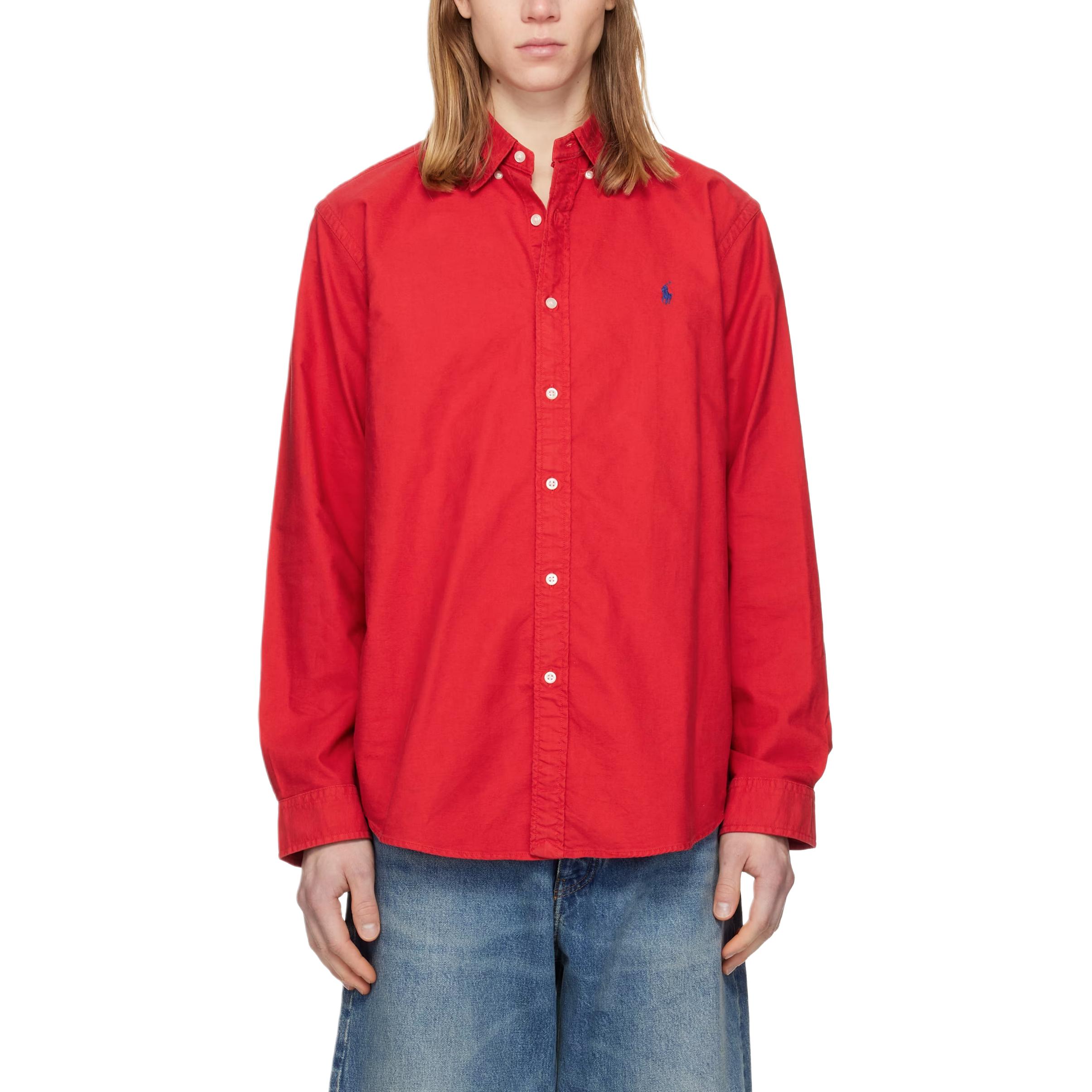 Polo Ralph Lauren SS26 Pony Embroidered Polo Collar Long Sleeve Cotton Shirt Classic Edition Women shirts 211A89511-008 L
