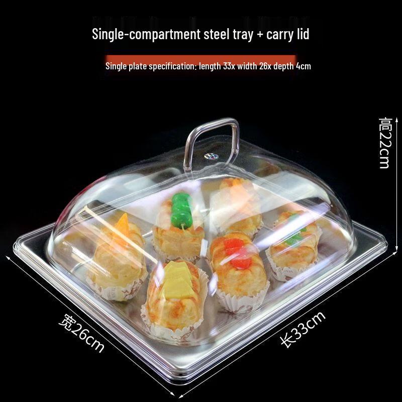 Stainless Steel Compartmented Buffet Serving Tray with Lid