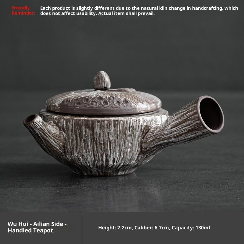 Wabi-Sabi Style Teapot with Handle Complete Set for Tea Brewing by the Stove Alcohol Stove Tea Maker Household Ceramic Tea Set