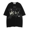 2024 Fuzzy Shadow Pattern Trend Short Sleeve American Trend New Teen Trend Crew Neck Loose T-Shirt Men's Clothing