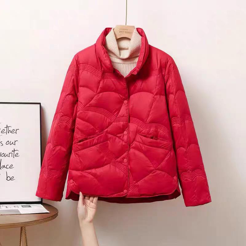 Women's 2026 Petite Winter Down Jacket with Xiangyun Pattern - Lightweight, Fashionable, Warm Outerwear with Stand Collar