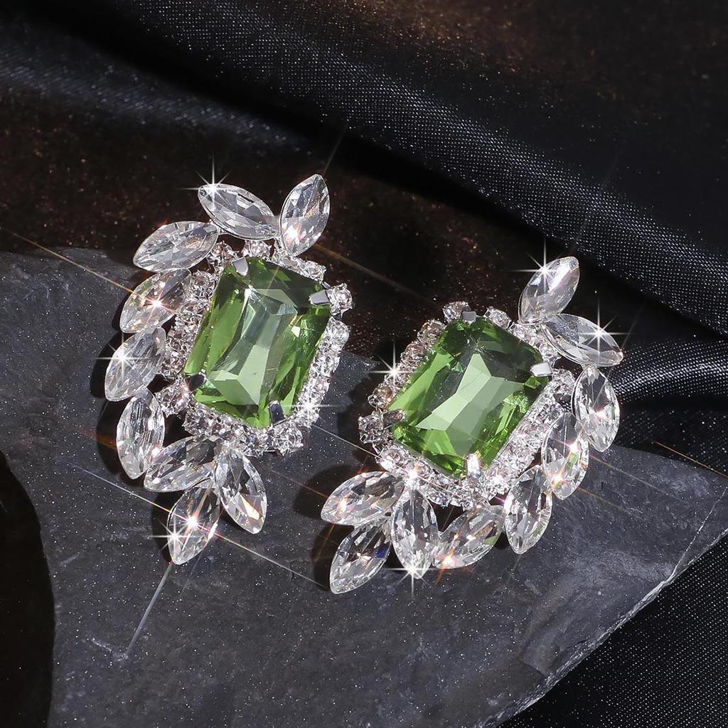 Luxury Rhinestone Tassel Clip-On Earrings for Women - Bridal Accessories