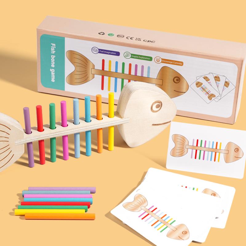 Montessori Color Matching Sensory Toys Wooden Balance Stick Fine Training Game Puzzle Toy For Boys Girls Birthday Christmas Gift