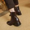 New Winter Round Toe Women Boots Chunky Heel Women Shoes Retro Western Boots Ankle Boots Leather Chelsea Shoes