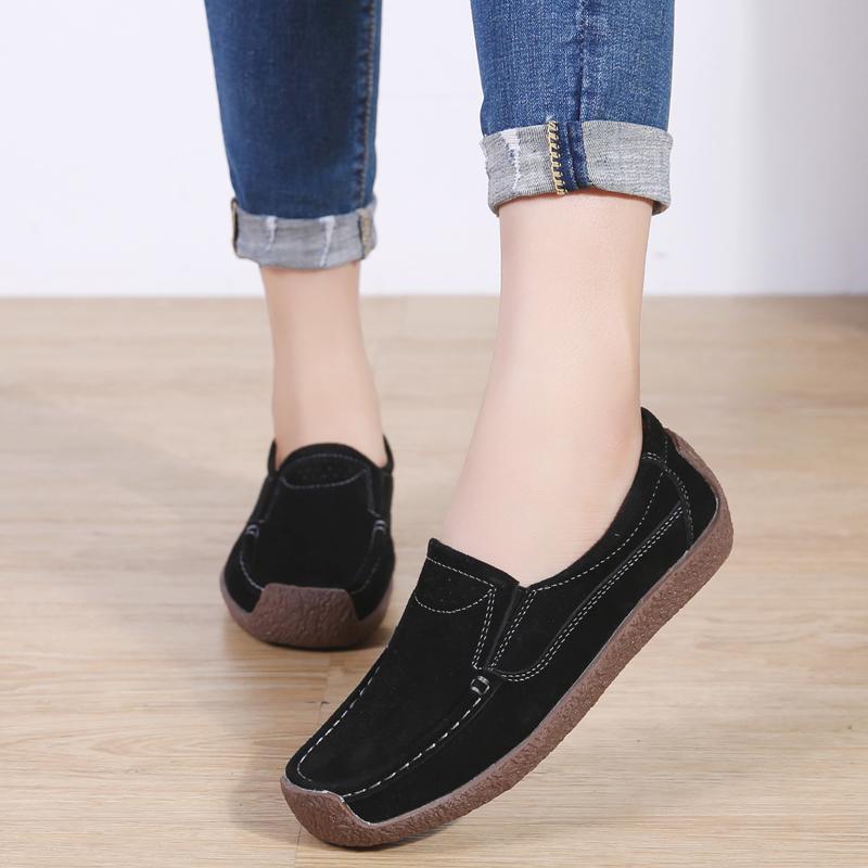 Women Slip On Loafers Shoes For Ballet Flats Ladies Spring Microfiber Retro Flats Shoes Female Spring Moccasins Casual Sneakers