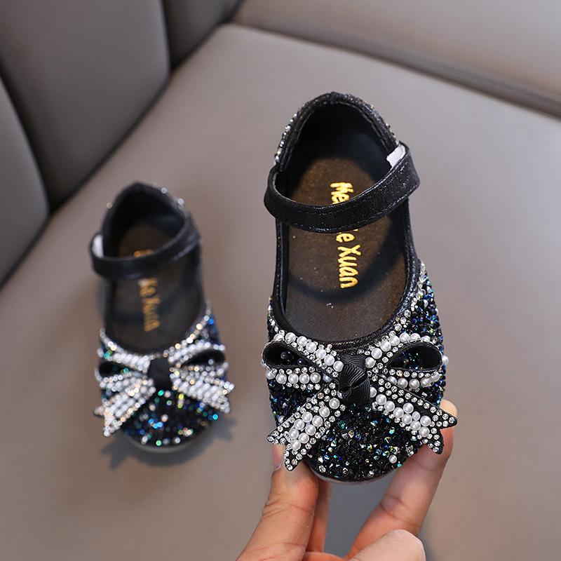 Autumn New Style Girls' Princess Bowknot Baby Dance Performance Flat Shoes, Leather Shoes, Schoolgirl Shoes