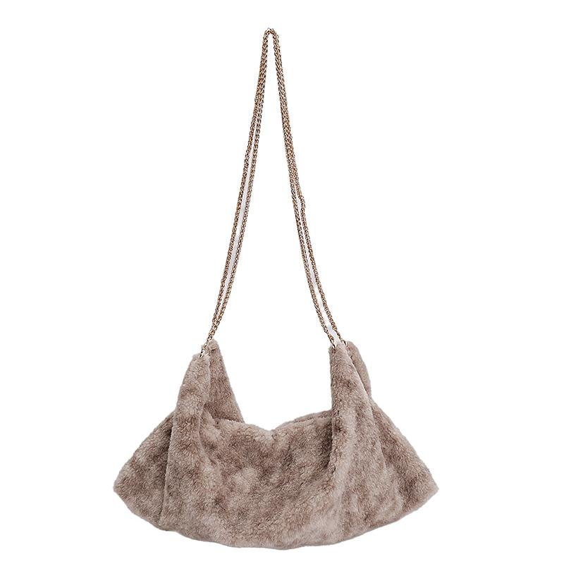 

New Leopard Print Fluffy Crossbody Bag Women Fashi Simple Commuting Hobo Bag Comfortable and Versatile Texture Shoulder Bag кофейный