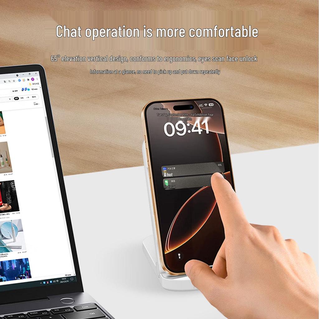Foldable 15W Dual Coil Wireless Charger - Fast Charging for All Compatible Phones