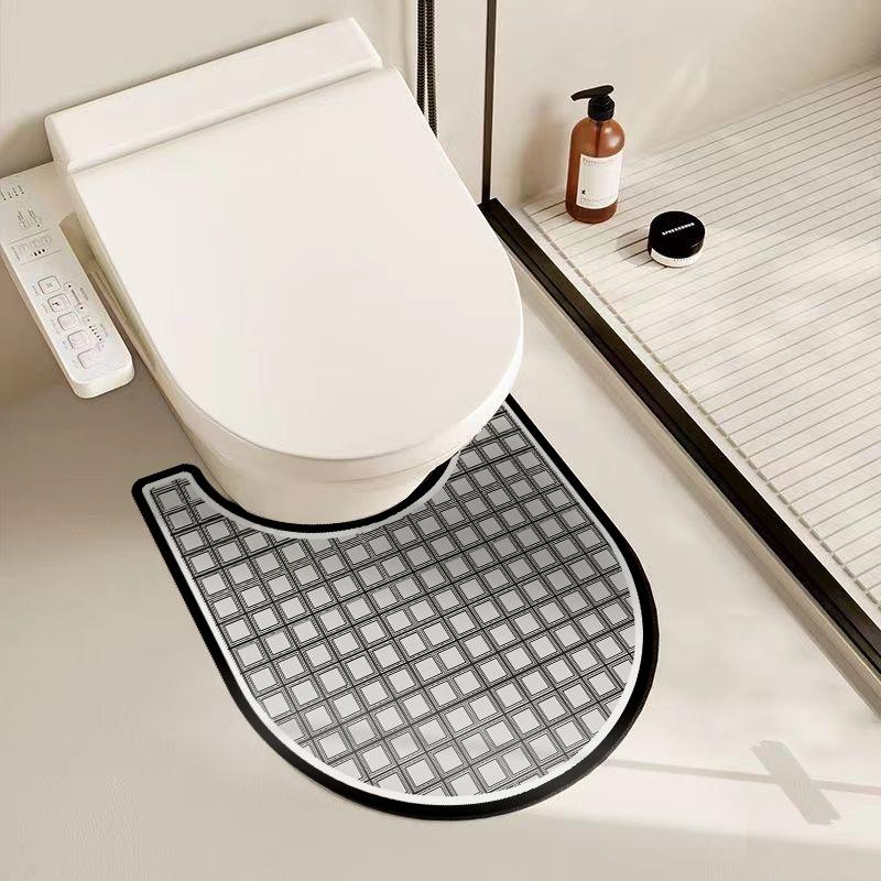 Luxus Badezimmer Große Größe Technologie Leder Toilette Feuchtigkeitsableitende Fußmatte Rutschfeste Fußmatte Weiche Kieselgurmatte Zuschneidbar 50*55 gray