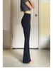 Women's High-Waist Flared Slim Pants - Plus Size, Stretch, Spring/Summer, Black